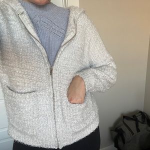 Fuzzy white zip up